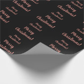 Merry kerstRoos Gold Black Script Typografie Cadeaupapier (Hoek)