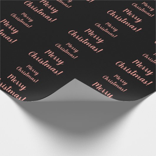 Merry kerstRoos Gold Black Script Typografie Cadeaupapier (Hoek)