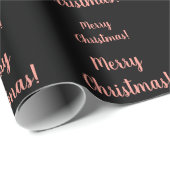 Merry kerstRoos Gold Black Script Typografie Cadeaupapier (Rol Hoek)