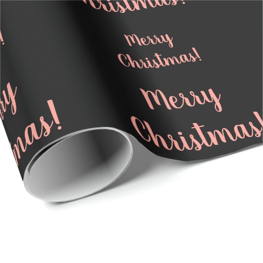 Merry kerstRoos Gold Black Script Typografie Cadeaupapier (Rol Hoek)