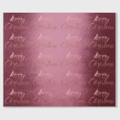 Merry kerstRoos Gold Burgundy Maroon Cottage Cadeaupapier (Vlak)