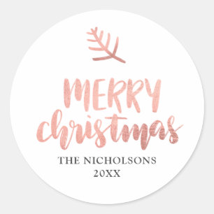 Merry kerstRoos Gold Typografie Vakantie Ronde Sticker