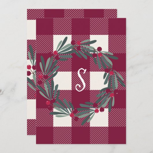 Merry Kerstrop Pset Monogram Land  Feestdagenkaart (Voorkant / Achterkant)