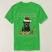 Merry Kerstrottweiler Dog Ugly Sweater Santa T-shirt (Design voorkant)