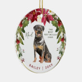 Merry Kerstrottweiler | Voeg de foto van uw hond t Keramisch Ornament (Rechts)