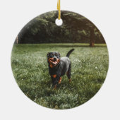 Merry Kerstrottweiler | Voeg de foto van uw hond t Keramisch Ornament (Achterkant)