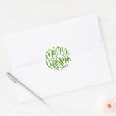 Merry KerstRound Green Script-stickers Ronde Sticker (Envelop)
