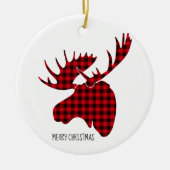 Merry kerstround Ornament-Pset Moose Keramisch Ornament (Voorkant)