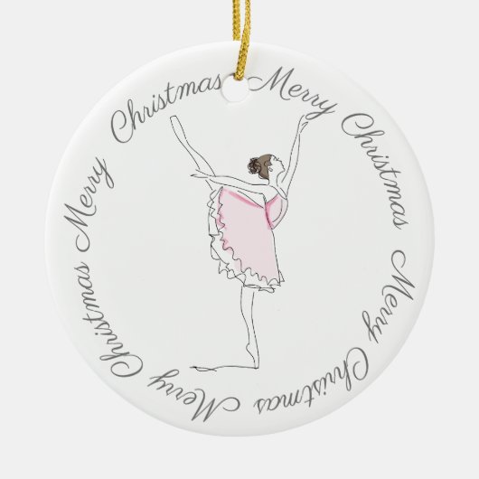Merry Kerstroze Ballerina Ornament (Voorkant)