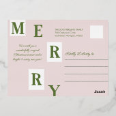 Merry Kerstroze deur Snowglobe postabel Folie Feestdagen Briefkaart (Achterkant)