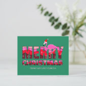 Merry Kerstroze Flamingo Custom Feestdagenkaart (Staand voorkant)