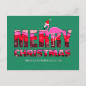 Merry Kerstroze Flamingo Custom Feestdagenkaart (Voorkant)