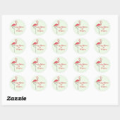 Merry Kerstroze Flamingo Custom Ronde Sticker (Vel)