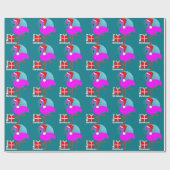 Merry Kerstroze Flamingo Cute Trendy Graphic Cadeaupapier (Vlak)