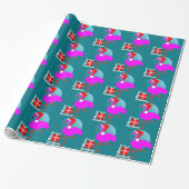 Merry Kerstroze Flamingo Cute Trendy Graphic Cadeaupapier (Uitgerold)