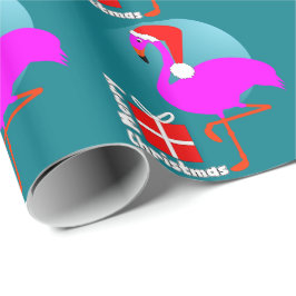 Merry Kerstroze Flamingo Cute Trendy Graphic Cadeaupapier