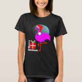 Merry Kerstroze Flamingo Cute Trendy Graphic T-shirt (Voorkant)