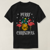 Merry Kerstroze Flamingo Pineapple Cute Holid T-shirt (Design voorkant)