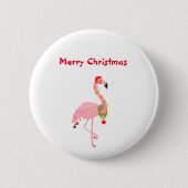 Merry Kerstroze Flamingo Santa Hat Ronde Button 5,7 Cm (Voorkant)