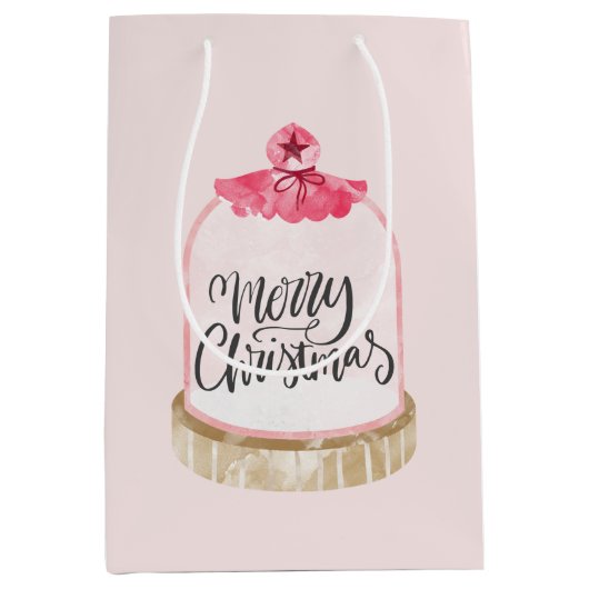 Merry Kerstroze Glass Dome Medium Cadeauzakje (Voorkant)