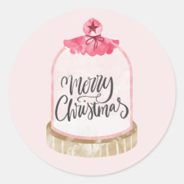 Merry Kerstroze Glass Dome Ronde Sticker