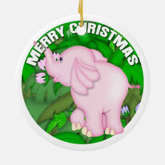 Merry Kerstroze olifant Keramisch Ornament (Achterkant)