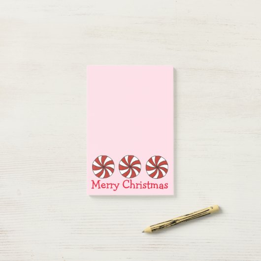 Merry kerstroze peppermint hard Snoep Post-it® Notes (Op bureau)