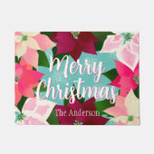 Merry Kerstroze Poinsettias Deurmat (Voorkant)