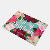 Merry Kerstroze Poinsettias Deurmat (Schuin)