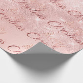 Merry Kerstroze Rose Glitter Blush Script Lux Cadeaupapier (Hoek)