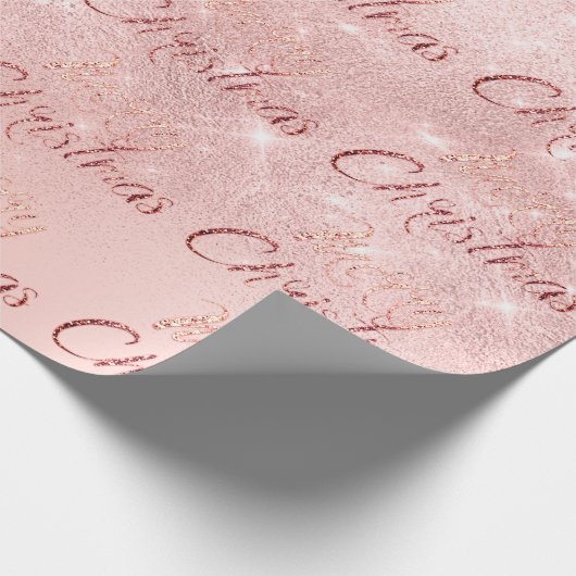 Merry Kerstroze Rose Glitter Blush Script Lux Cadeaupapier (Hoek)