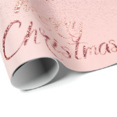Merry Kerstroze Rose Glitter Blush Script Lux Cadeaupapier (Rol Hoek)