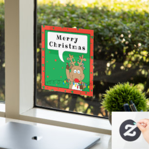 Merry Kerstrudolf Window Cling Raamsticker