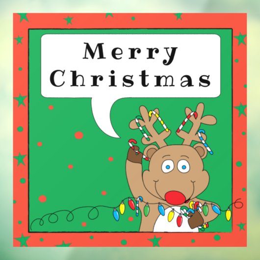 Merry Kerstrudolf Window Cling Raamsticker (Vel 3)
