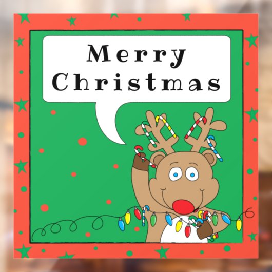 Merry Kerstrudolf Window Cling Raamsticker (Vel 2)