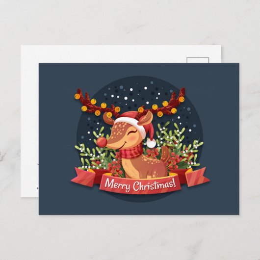 Merry KerstRudolph Briefkaart (Voorkant / Achterkant)