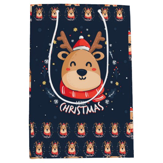 Merry KerstRudolph Medium Cadeauzakje (Voorkant)