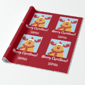 Merry Kerstrudolph Reindeer Persoonlijke naam Cadeaupapier (Uitgerold)