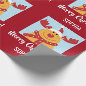 Merry Kerstrudolph Reindeer Persoonlijke naam Cadeaupapier (Hoek)