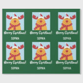 Merry Kerstrudolph Reindeer Persoonlijke naam Cadeaupapier (Vlak)