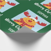 Merry Kerstrudolph Reindeer Persoonlijke naam Cadeaupapier (Hoek)