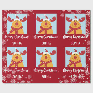 Merry Kerstrudolph Reindeer Persoonlijke naam Cadeaupapier