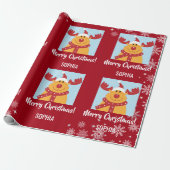 Merry Kerstrudolph Reindeer Persoonlijke naam Cadeaupapier (Uitgerold)