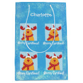 Merry Kerstrudolph Reindeer Persoonlijke naam Medium Cadeauzakje (Voorkant)