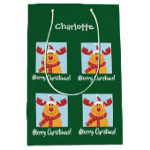 Merry Kerstrudolph Reindeer Persoonlijke naam Medium Cadeauzakje (Voorkant)
