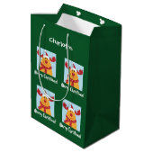 Merry Kerstrudolph Reindeer Persoonlijke naam Medium Cadeauzakje (Achterkant Gekanteld)