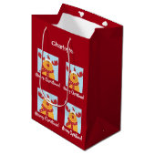 Merry Kerstrudolph Reindeer Persoonlijke naam Medium Cadeauzakje (Voorkant Gekanteld)