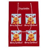 Merry Kerstrudolph Reindeer Persoonlijke naam Medium Cadeauzakje (Achterkant)