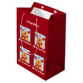 Merry Kerstrudolph Reindeer Persoonlijke naam Medium Cadeauzakje (Achterkant Gekanteld)