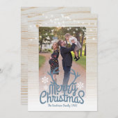 Merry Kerstrustic Antlers Foto Light Feestdagenkaart (Voorkant / Achterkant)